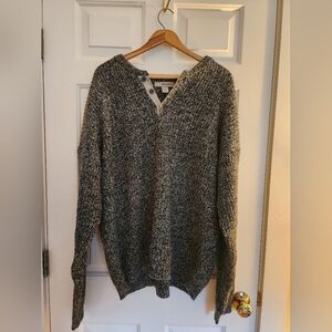 Vintage Basic Equipment Nwt Gray Black Heather Wool Blend Henley Sweater Size Xl